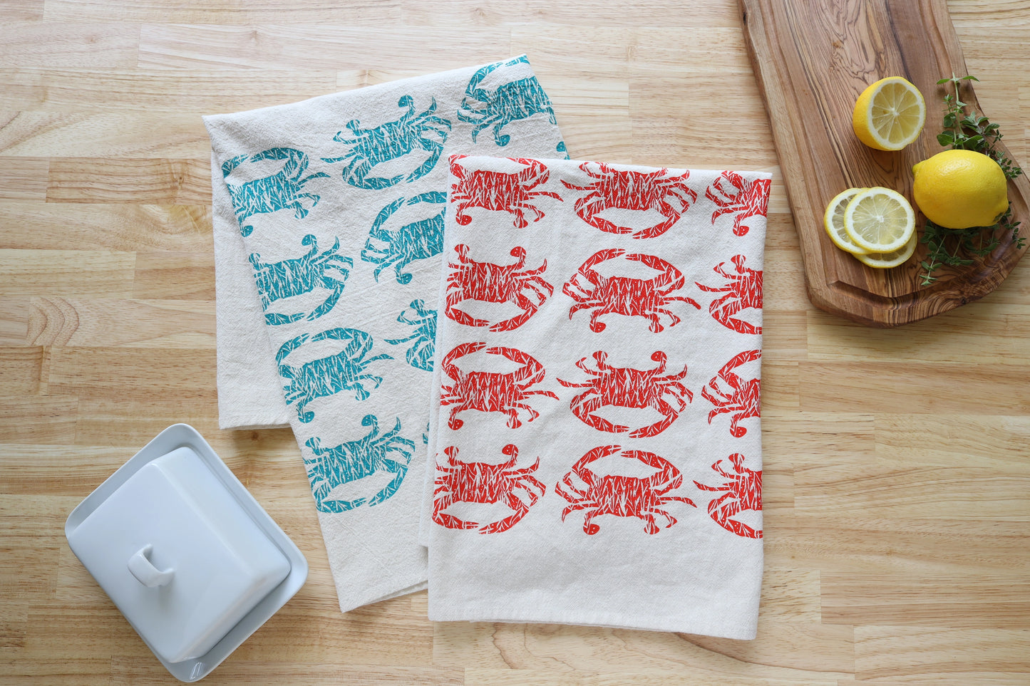 Handprinted Crab Kitchen Towel