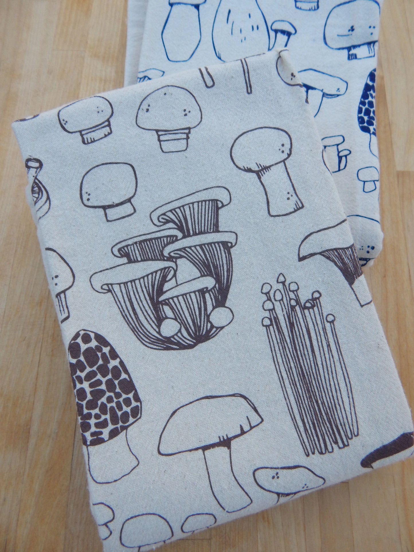 Handprinted Mushroom Tea Towel