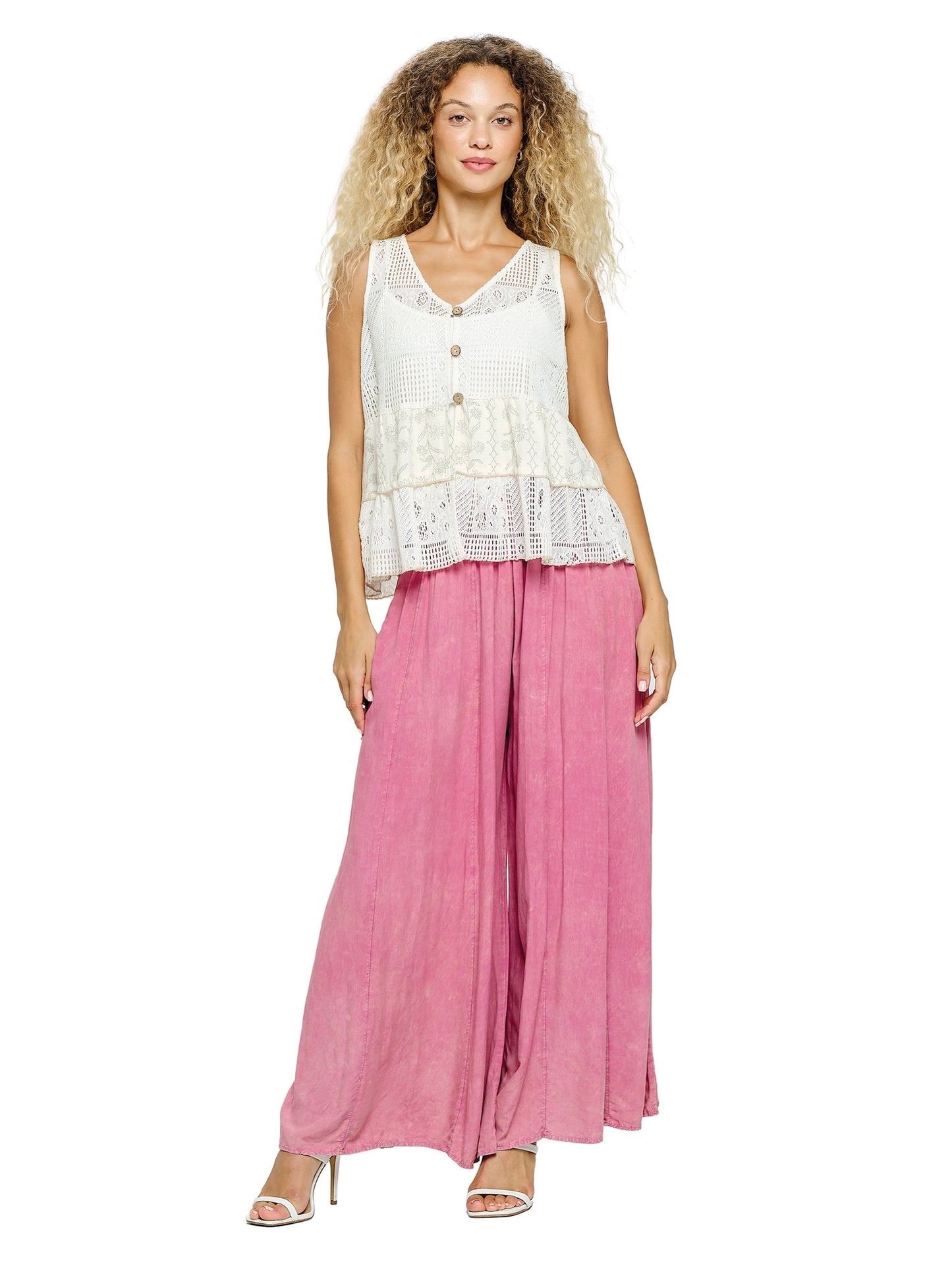 Vintage Wash Wide Leg Pants