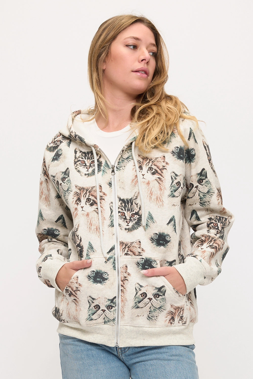 All Over Persian Cats Zip-Up Hoodie