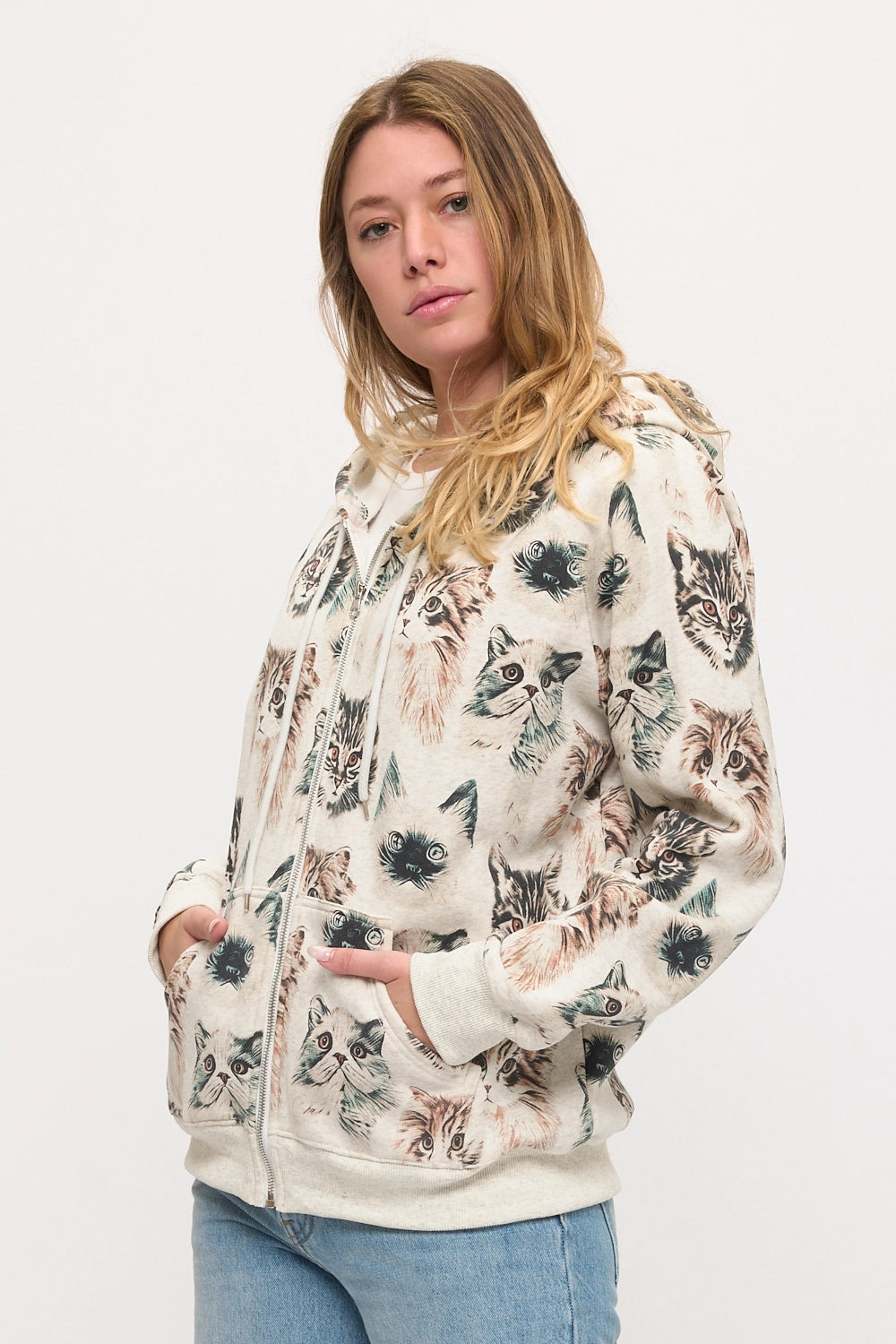 All Over Persian Cats Zip-Up Hoodie