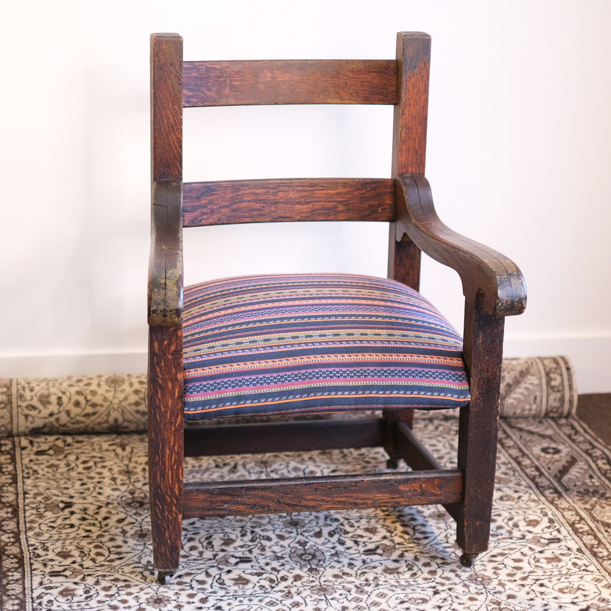Antique Mission Chair w/ New Upholstery