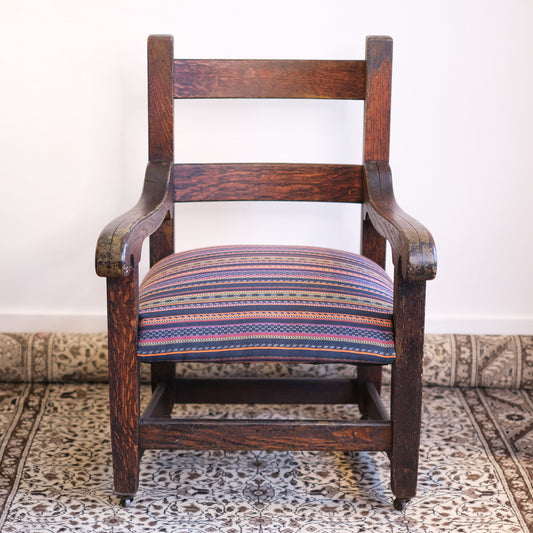 Antique Mission Chair w/ New Upholstery