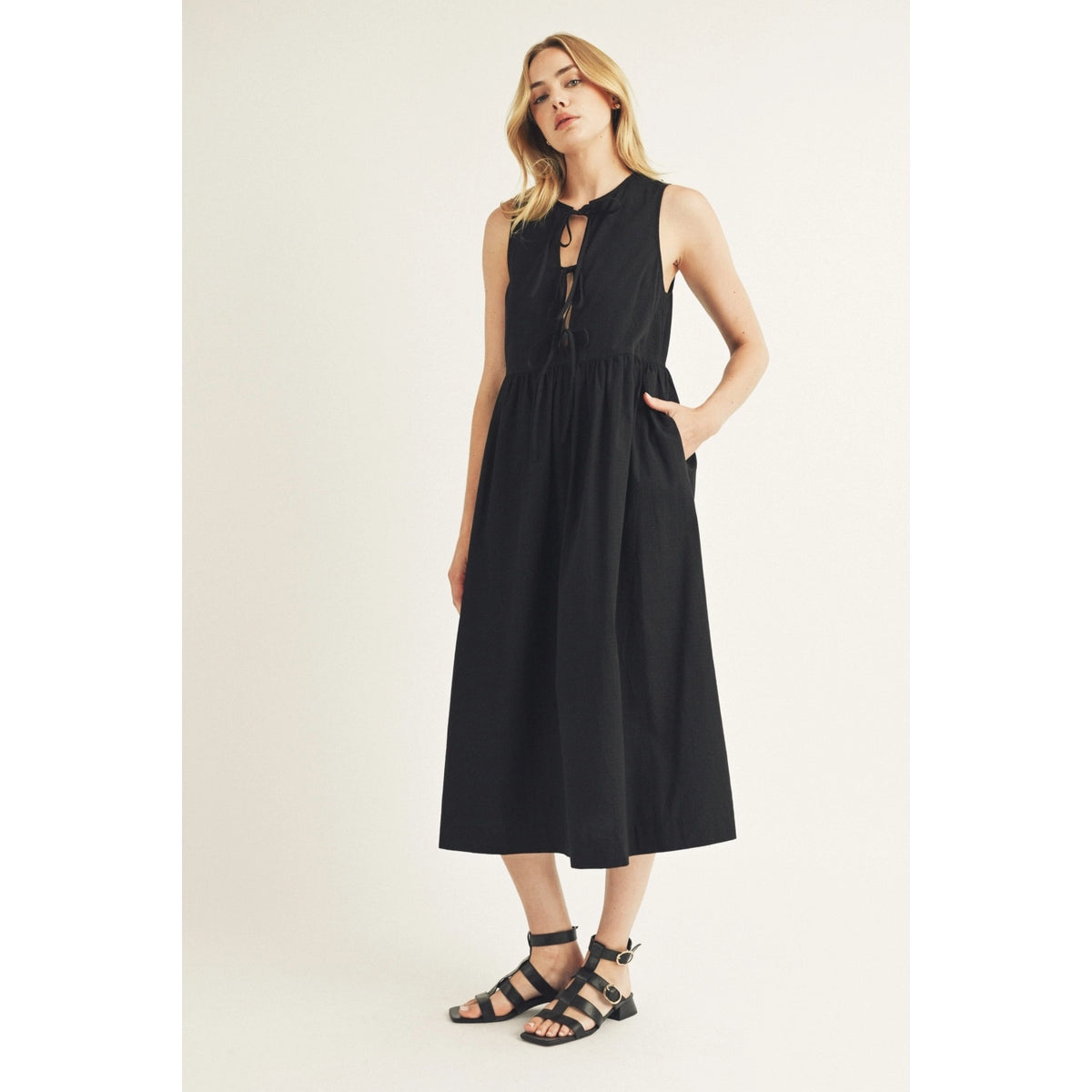 Bow Tie Swing Midi Dress