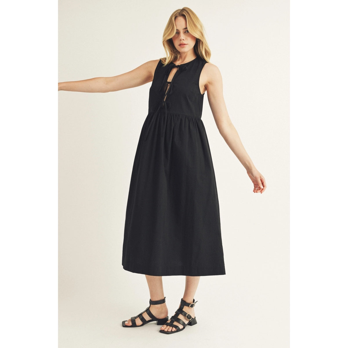 Bow Tie Swing Midi Dress