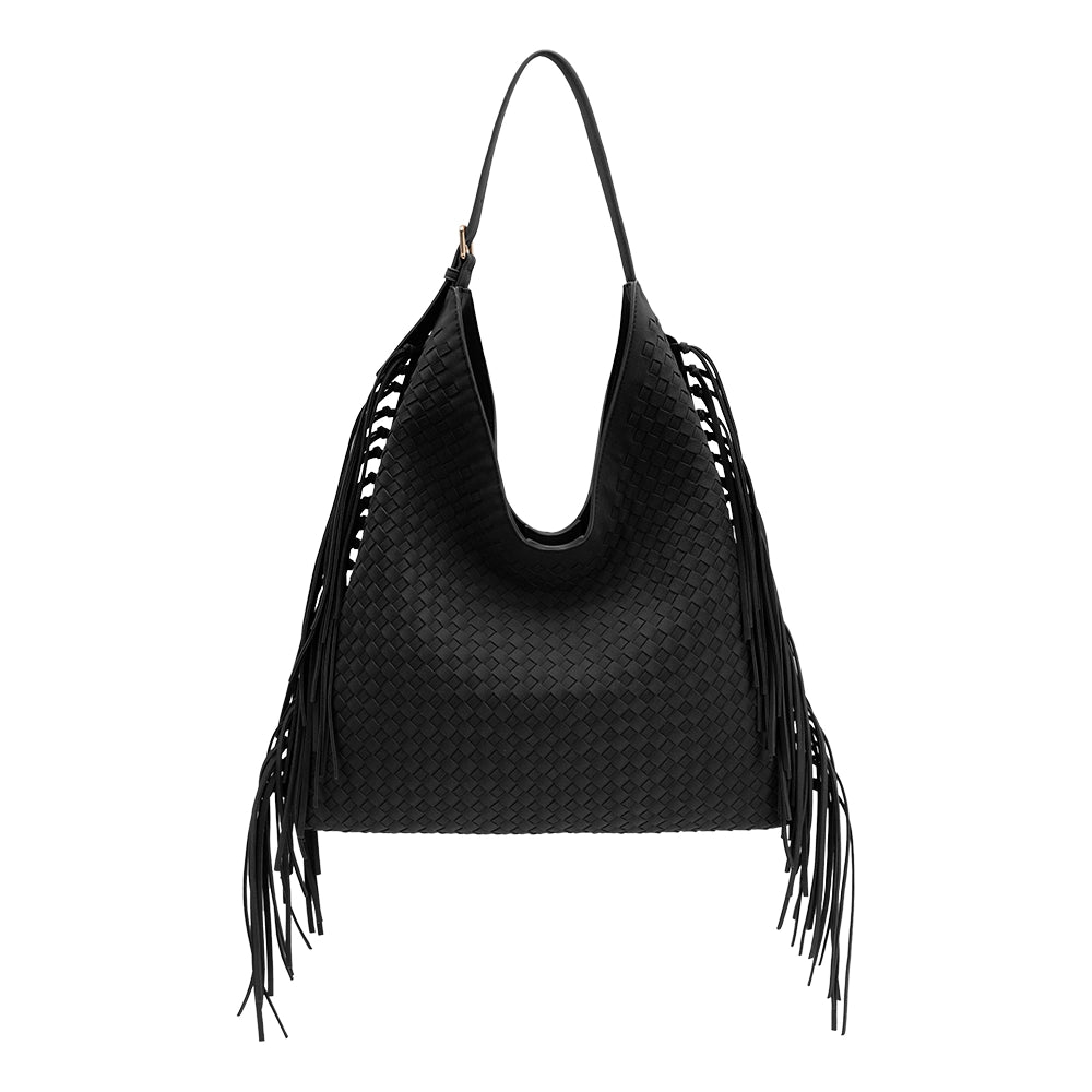 Brynlee Black Vegan Suede Tote Bag