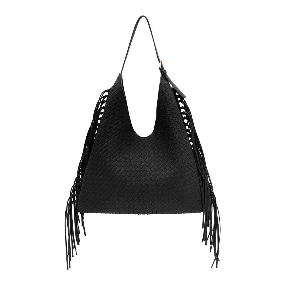 Brynlee Black Vegan Suede Tote Bag