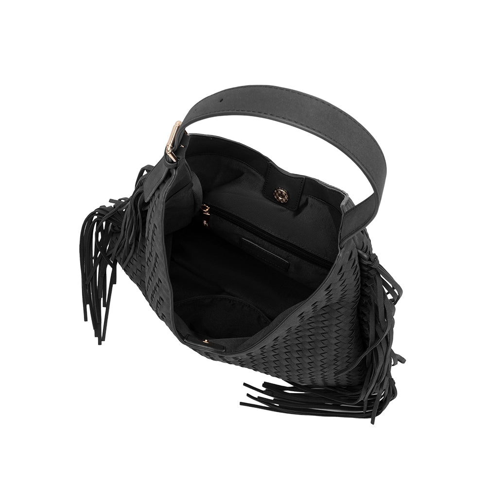 Brynlee Black Vegan Suede Tote Bag