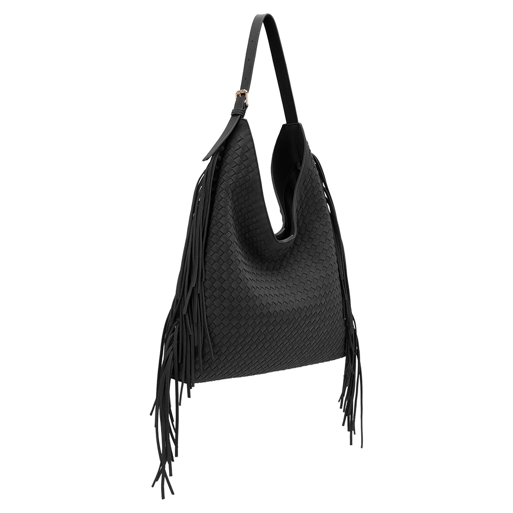 Brynlee Black Vegan Suede Tote Bag