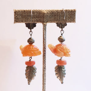 Carved Calcite Turtle Earrings