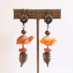 Carved Calcite Turtle Earrings