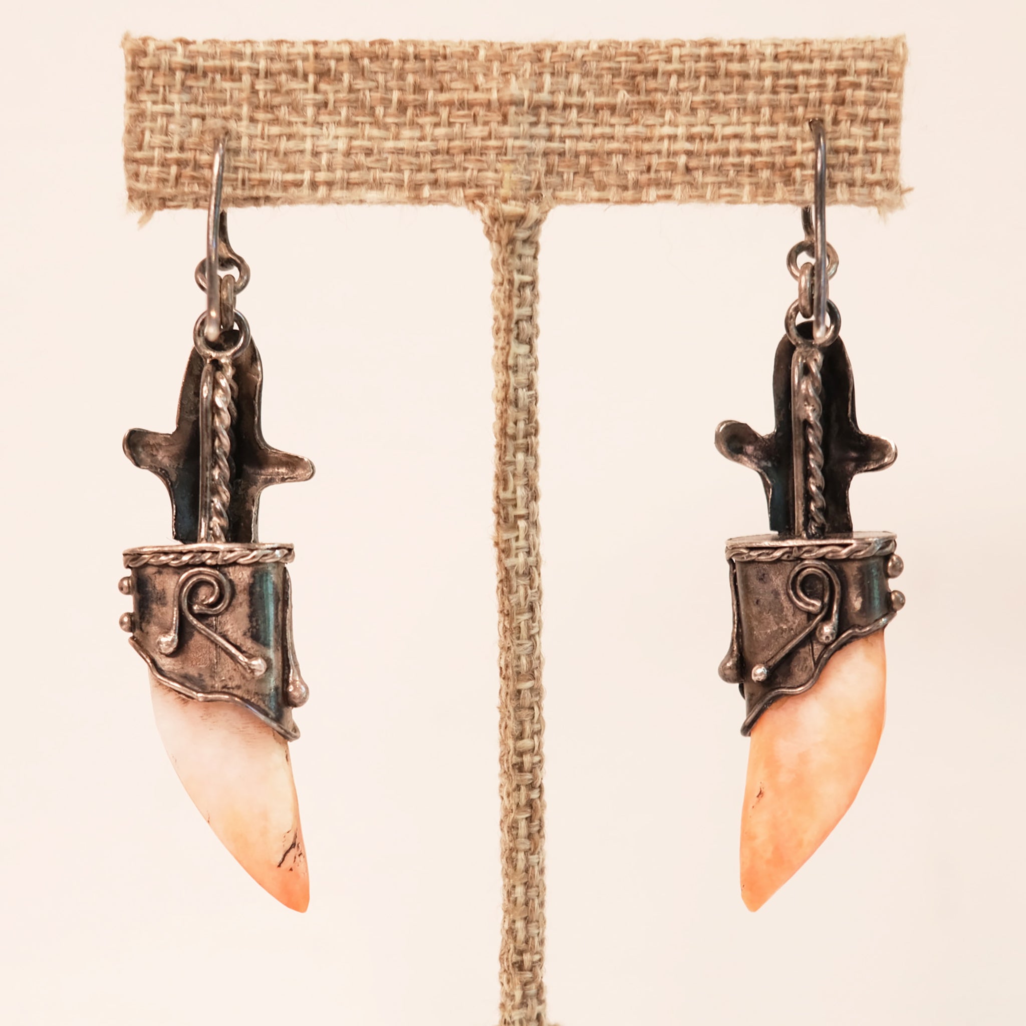 Carved Carnelian Sword Earrings