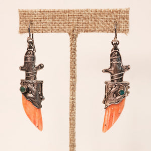 Carved Carnelian Sword Earrings