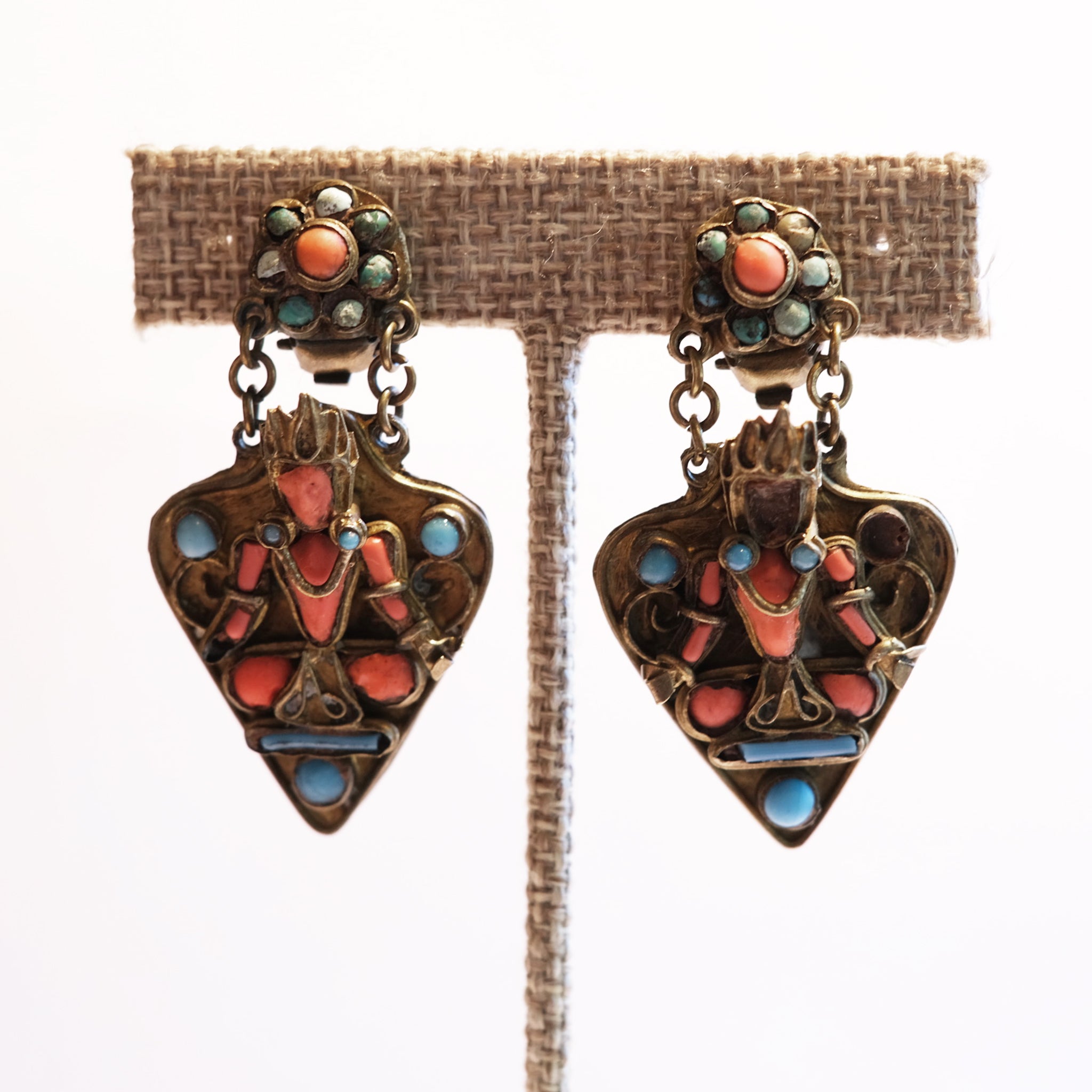 Clip On Antique Goddess Earrings