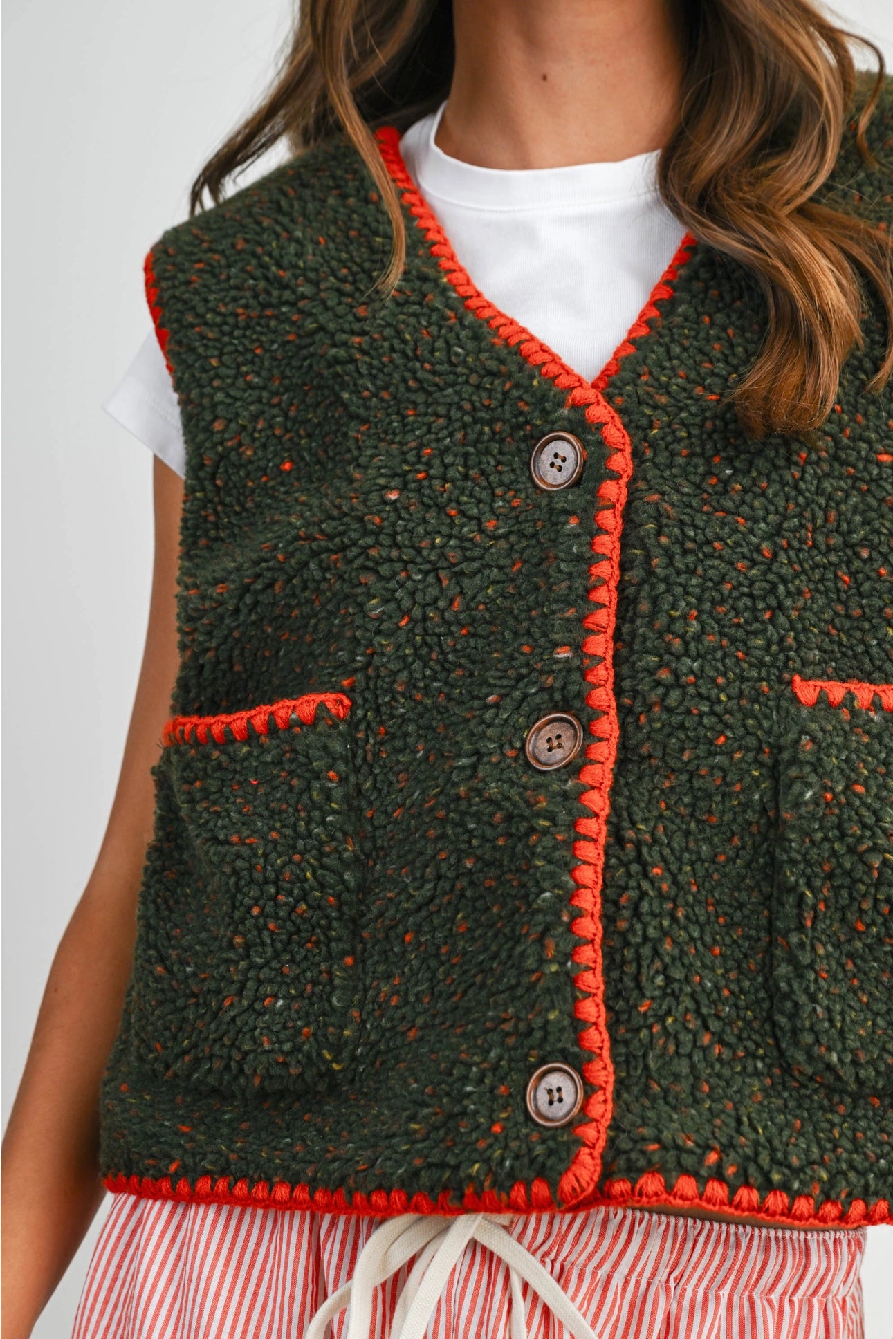 Confetti Contrast-Trimmed Vest