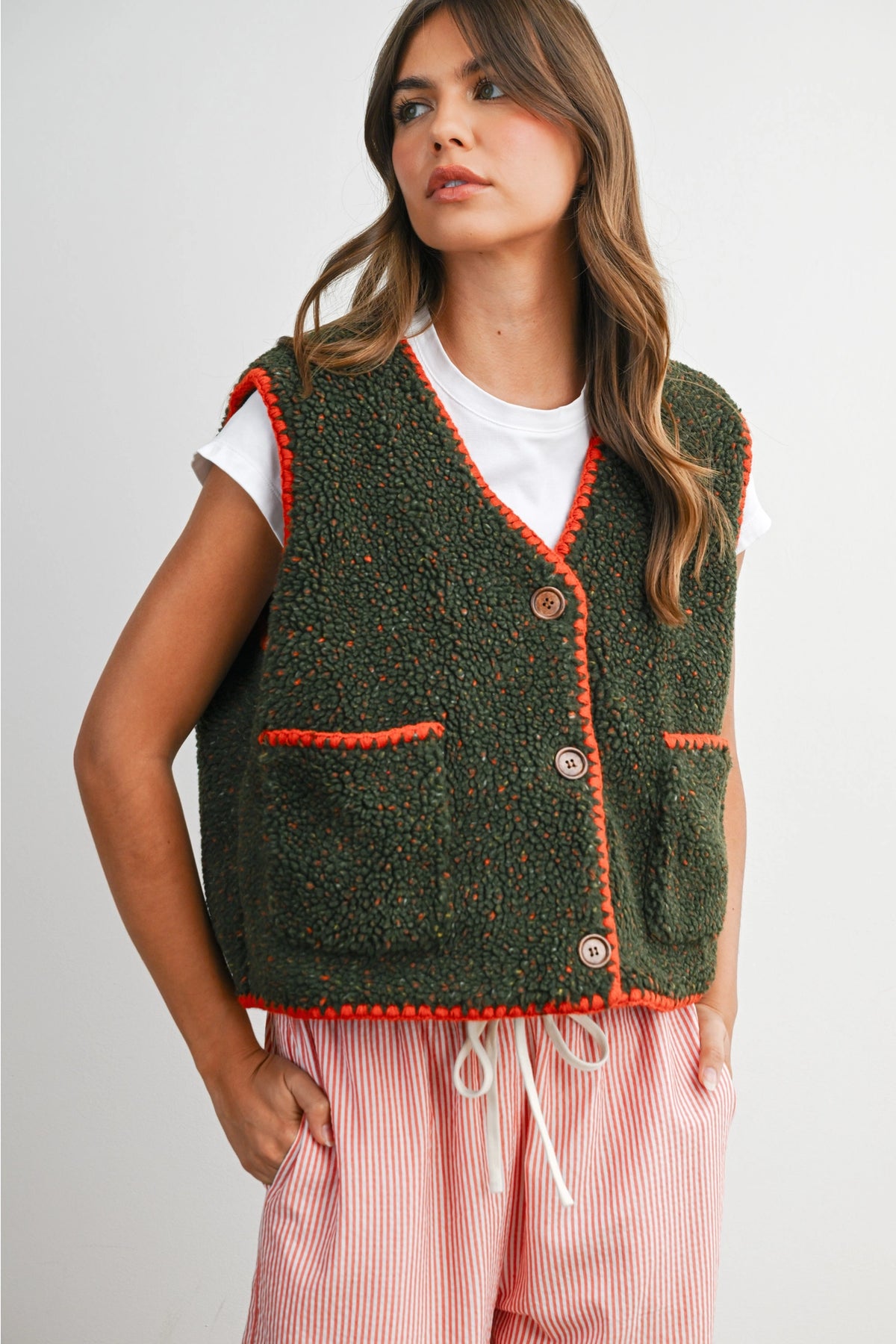 Confetti Contrast-Trimmed Vest