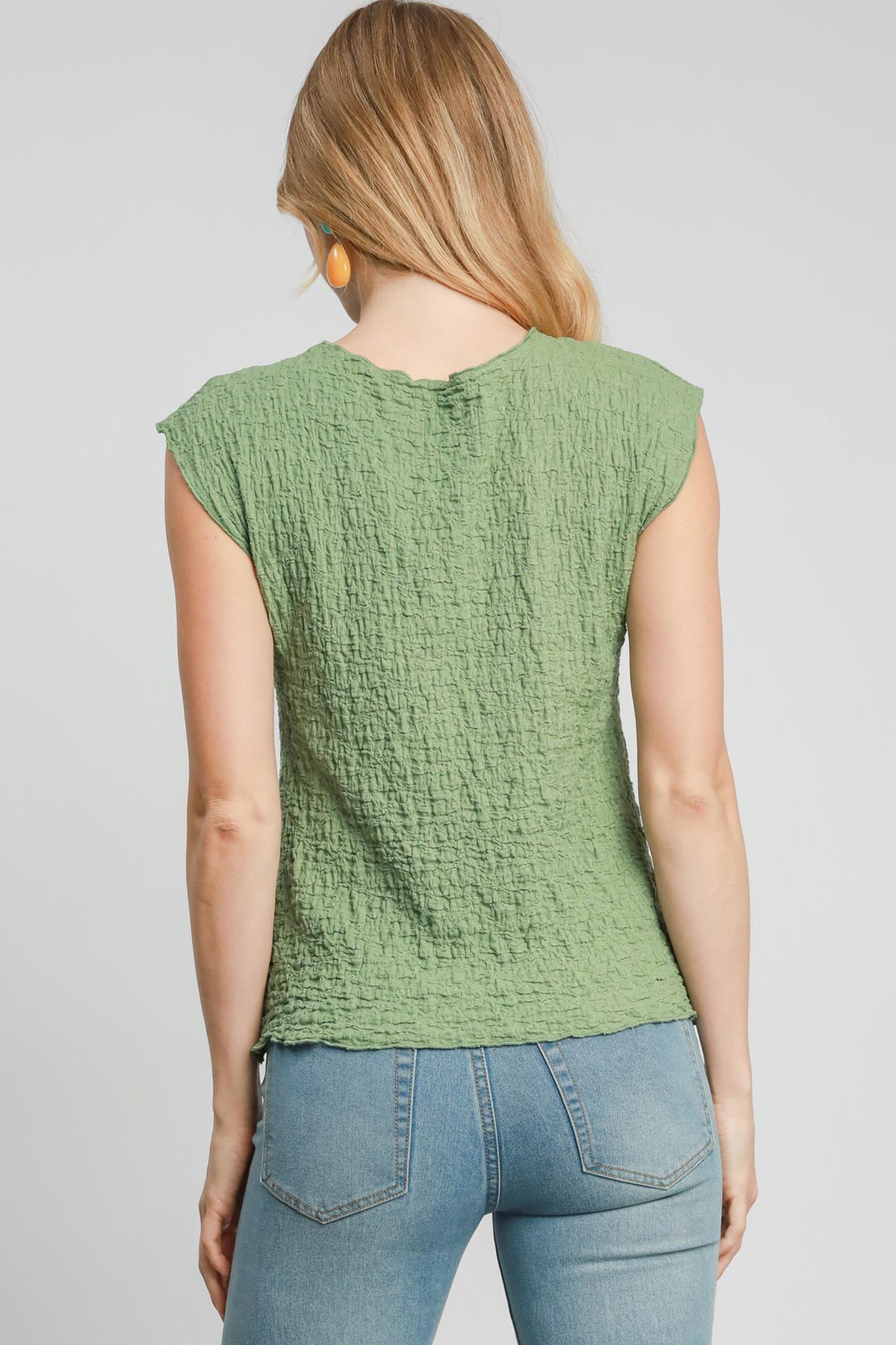 Crinkled Cap Sleeve Top