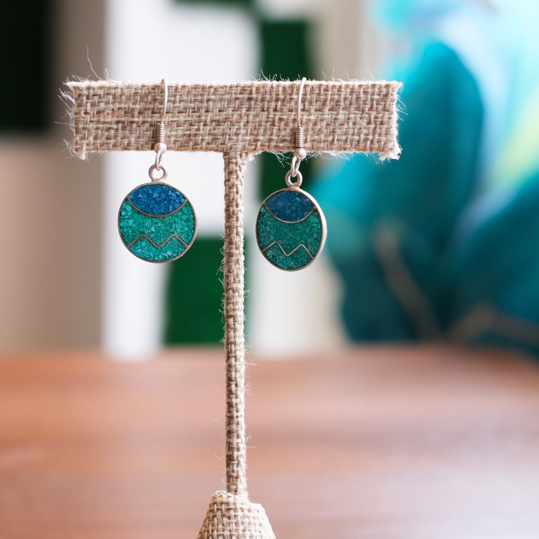 Crushed Turquoise Dangle Earrings