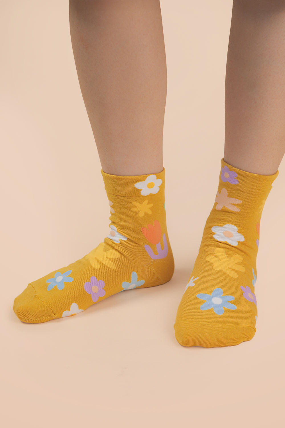 Daisy Print Block Casual Socks