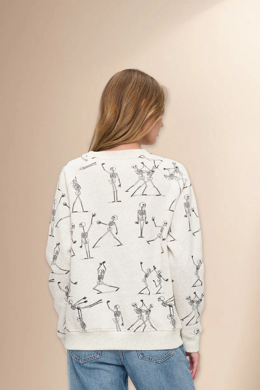 Dancing Skeleton Print Crewneck Sweatshirt