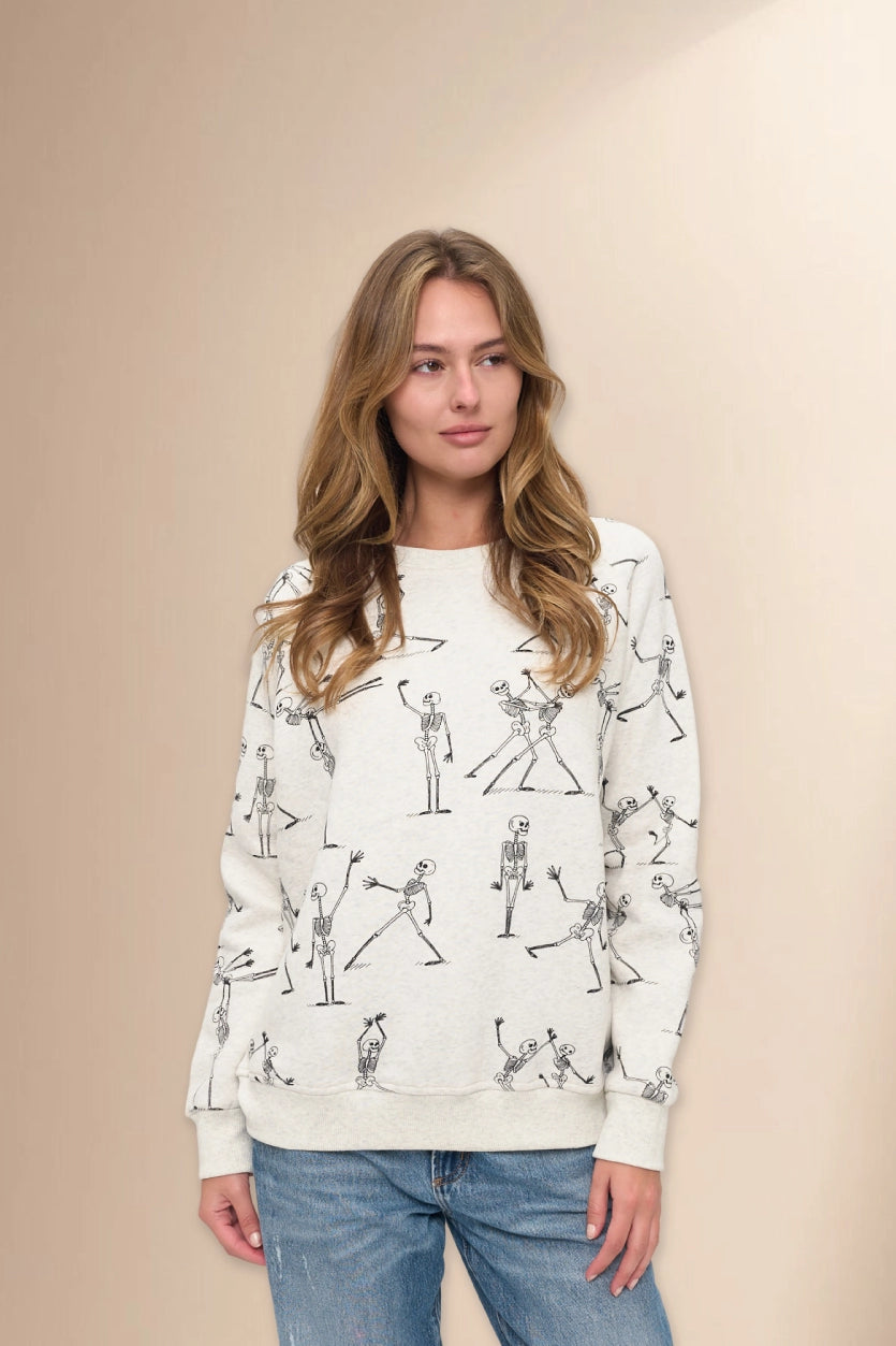 Dancing Skeleton Print Crewneck Sweatshirt