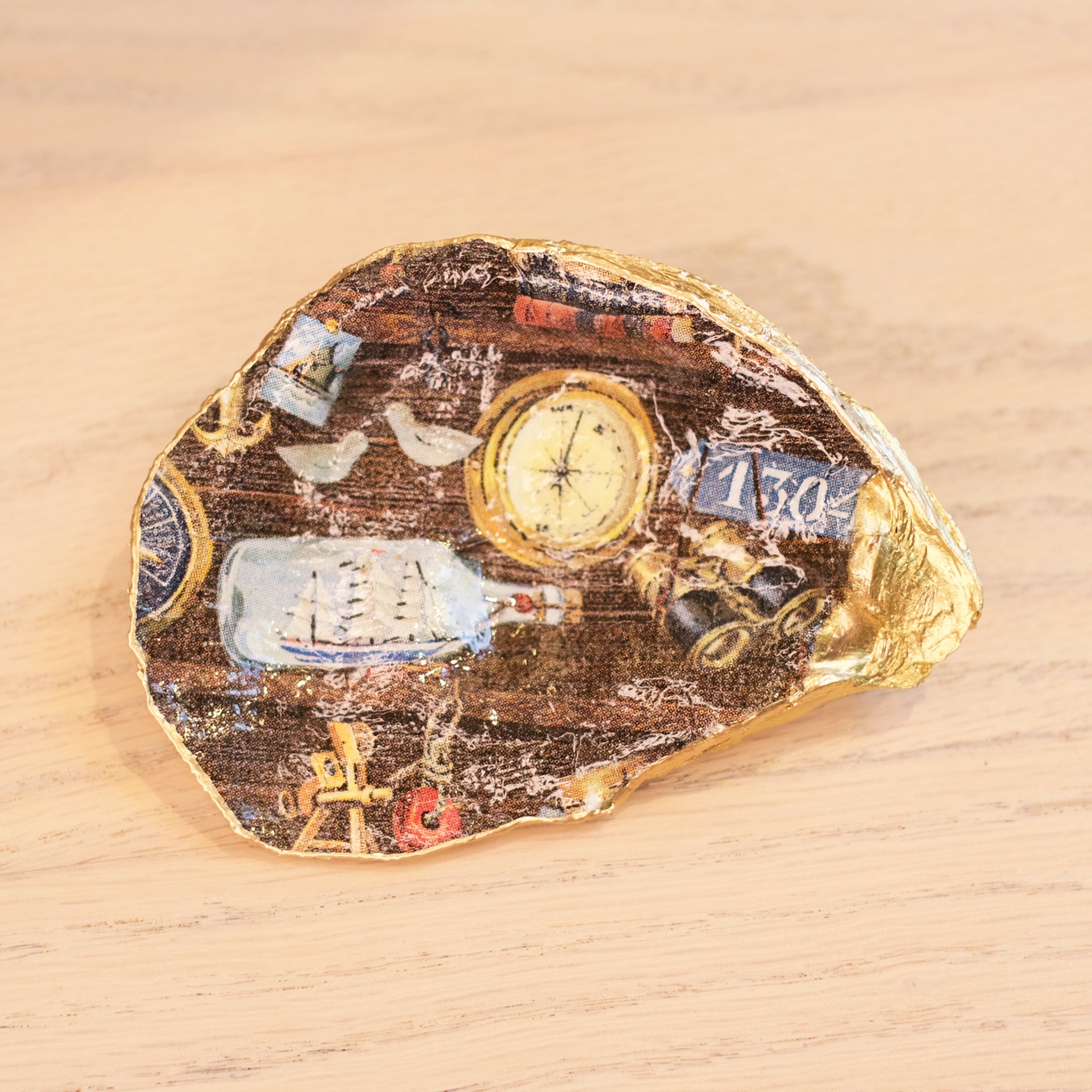 Decoupaged Local Oyster Shell