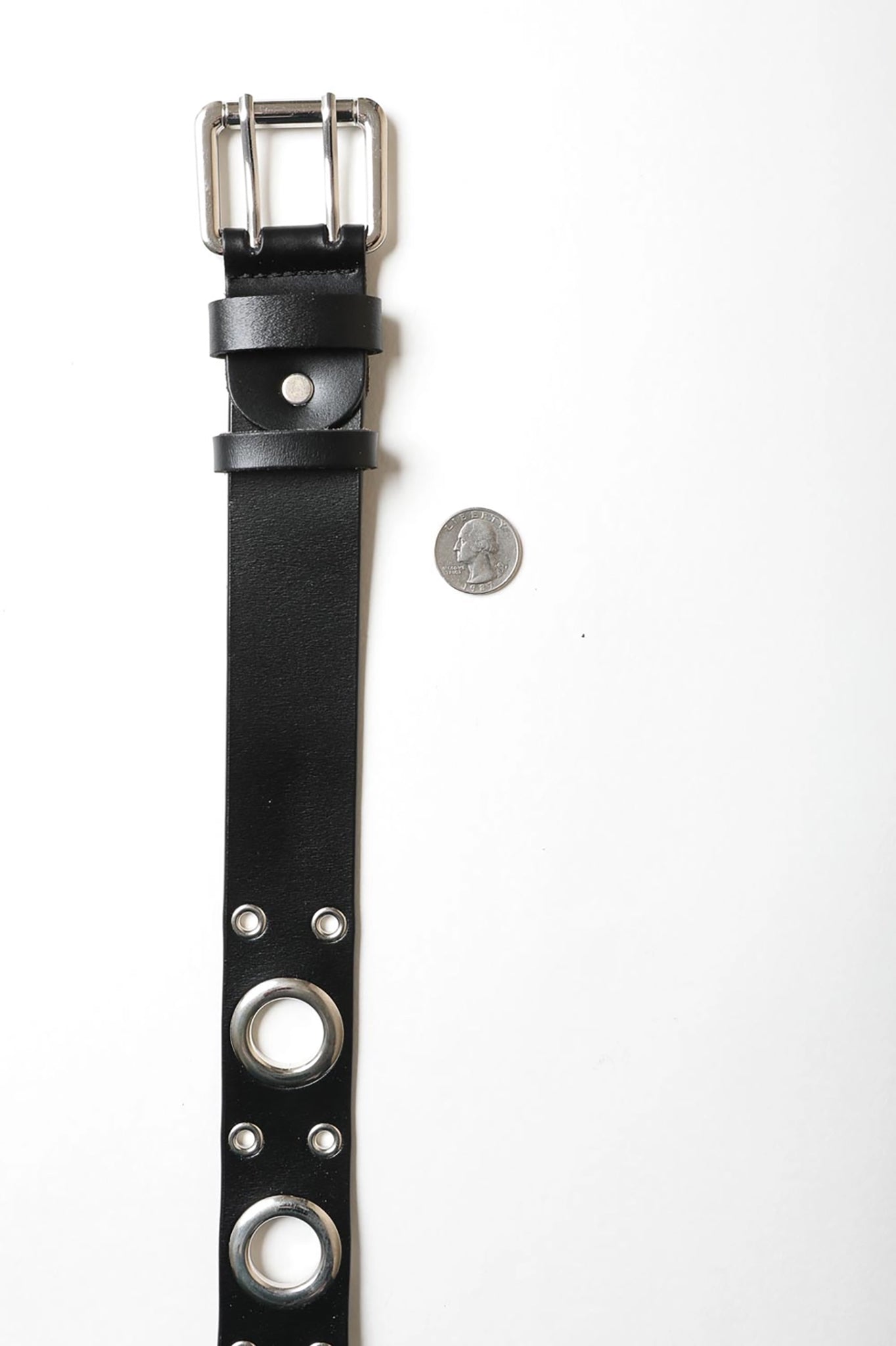 Double Prong Eyelet Detail Buckle Belt