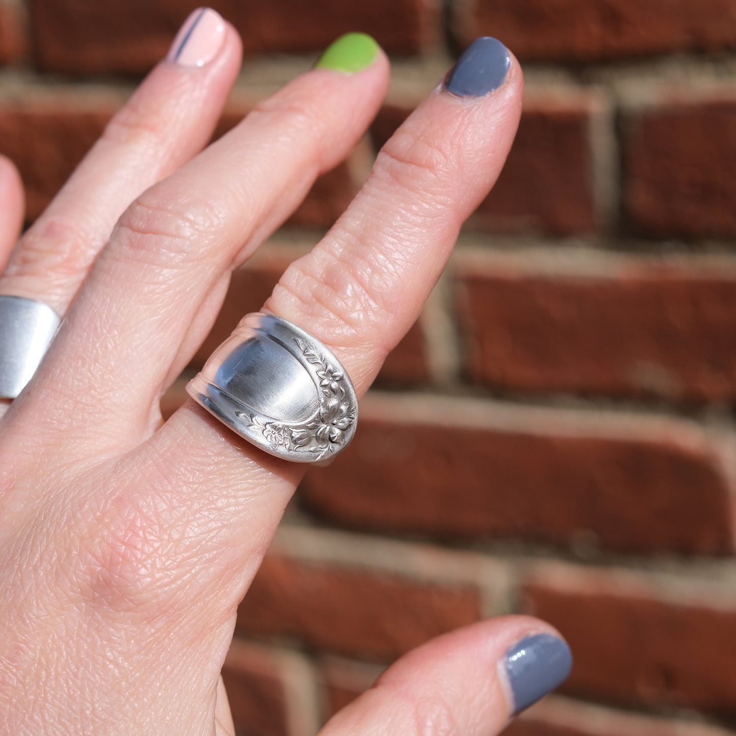 Flower Garden Silver Plated Spoon Ring