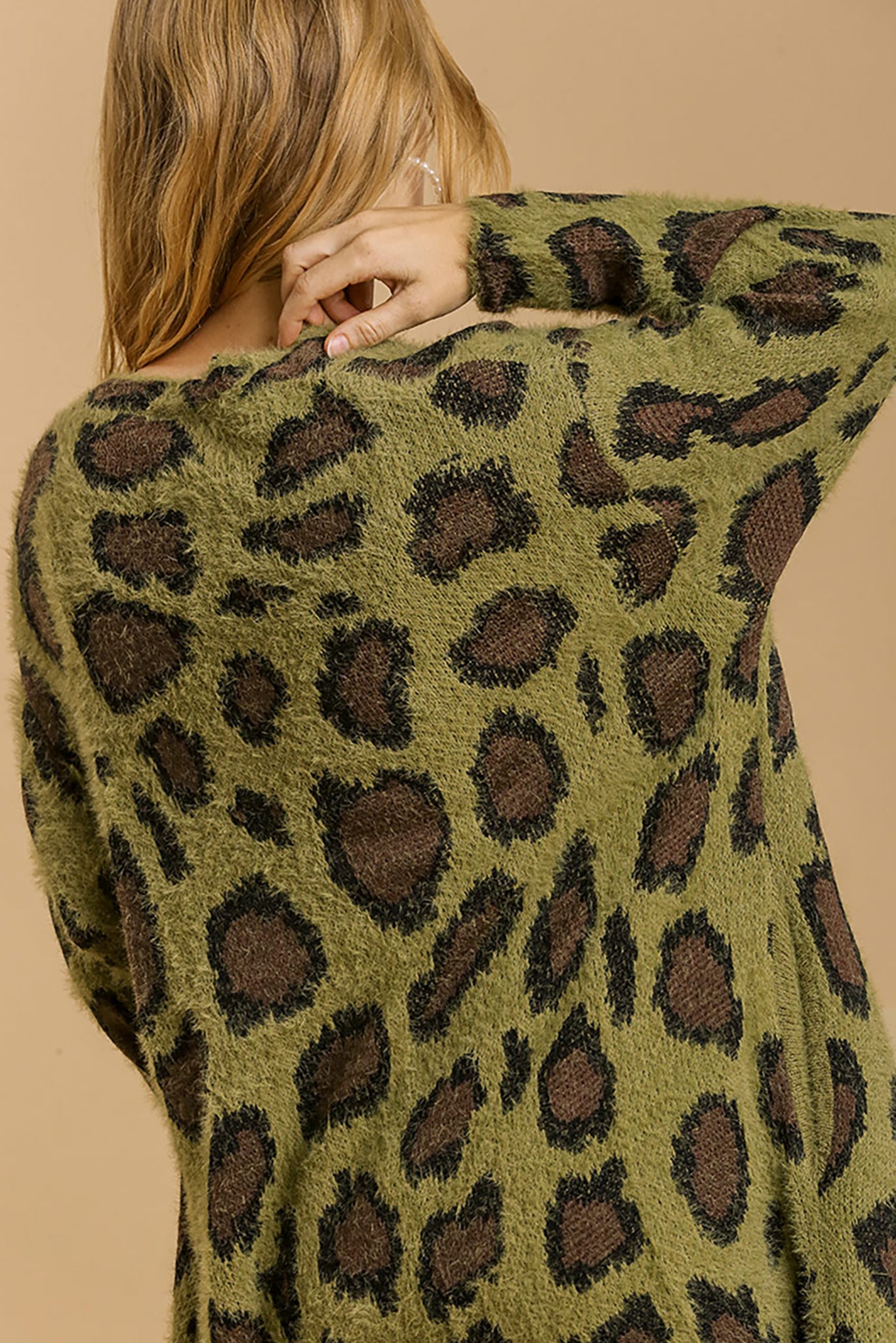 Fuzzy Animal Print Cardigan