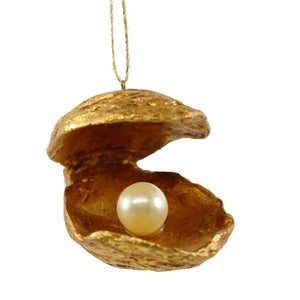 Gold Oyster with Pearl Ornament