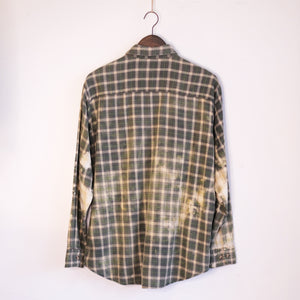 Green & White Ribs Trashed Flannel