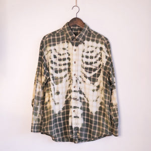Green & White Ribs Trashed Flannel