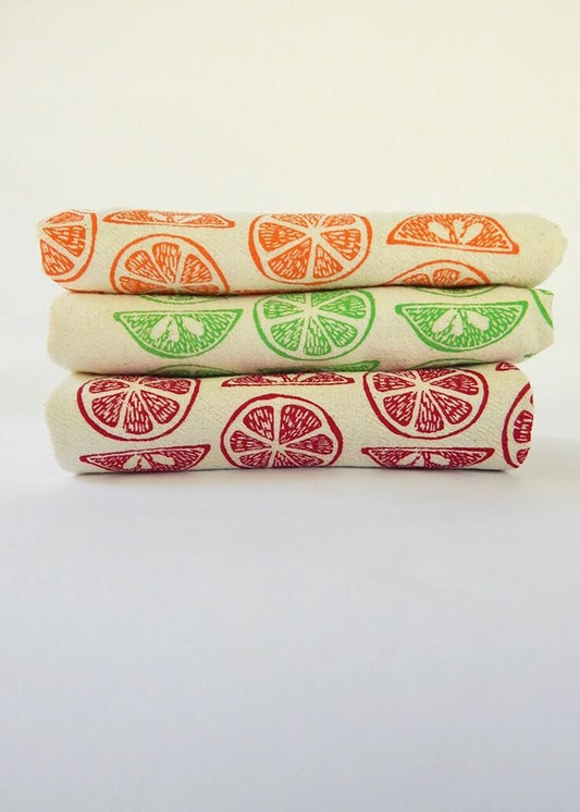 Handprinted Citrus Kitchen Towel