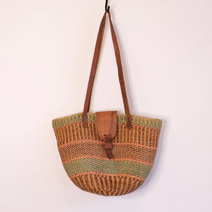 Handwoven Bag w/ Leather Details