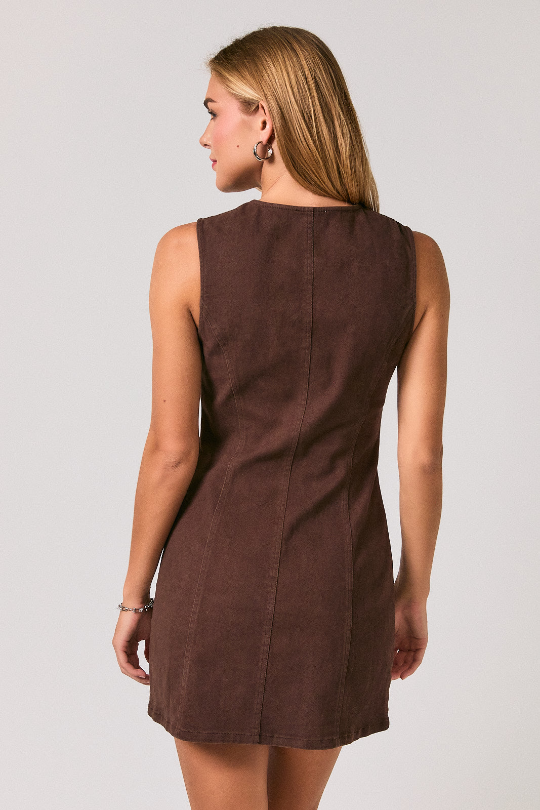 Keyhole Tie Button Front Mini Dress