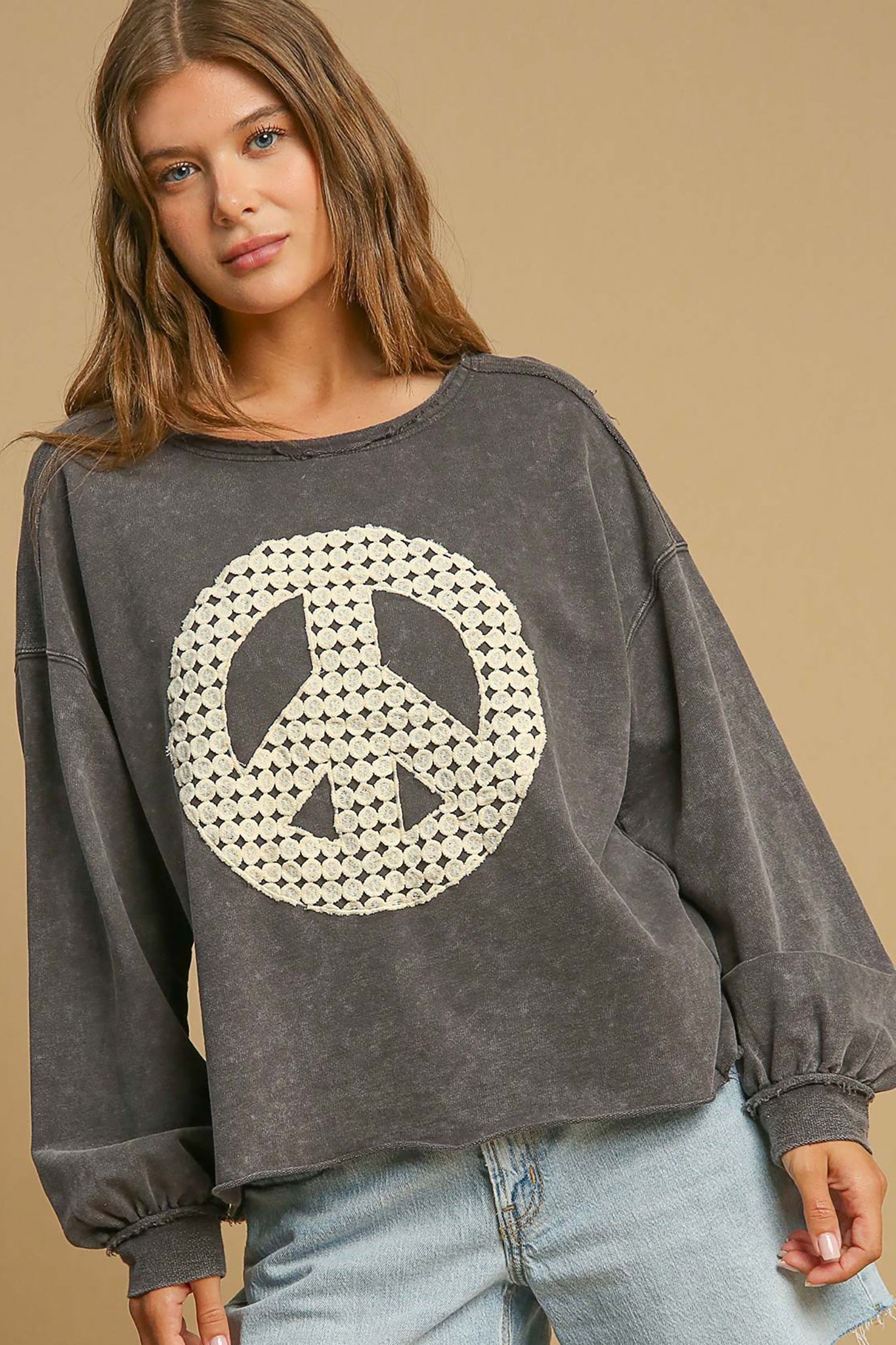 Lace Applique Peace Sign Top