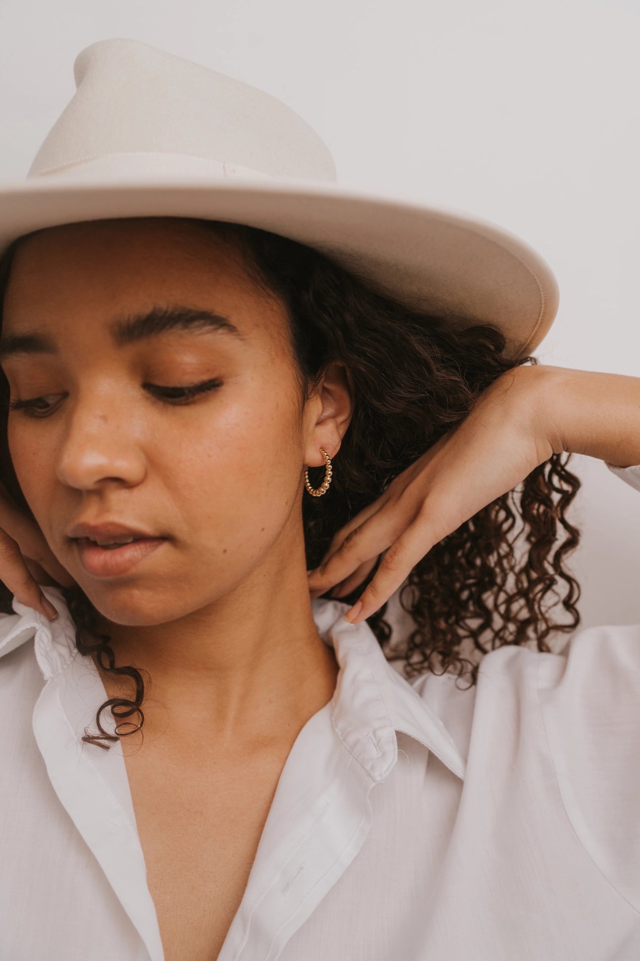 Ball Hoop Gold Earrings
