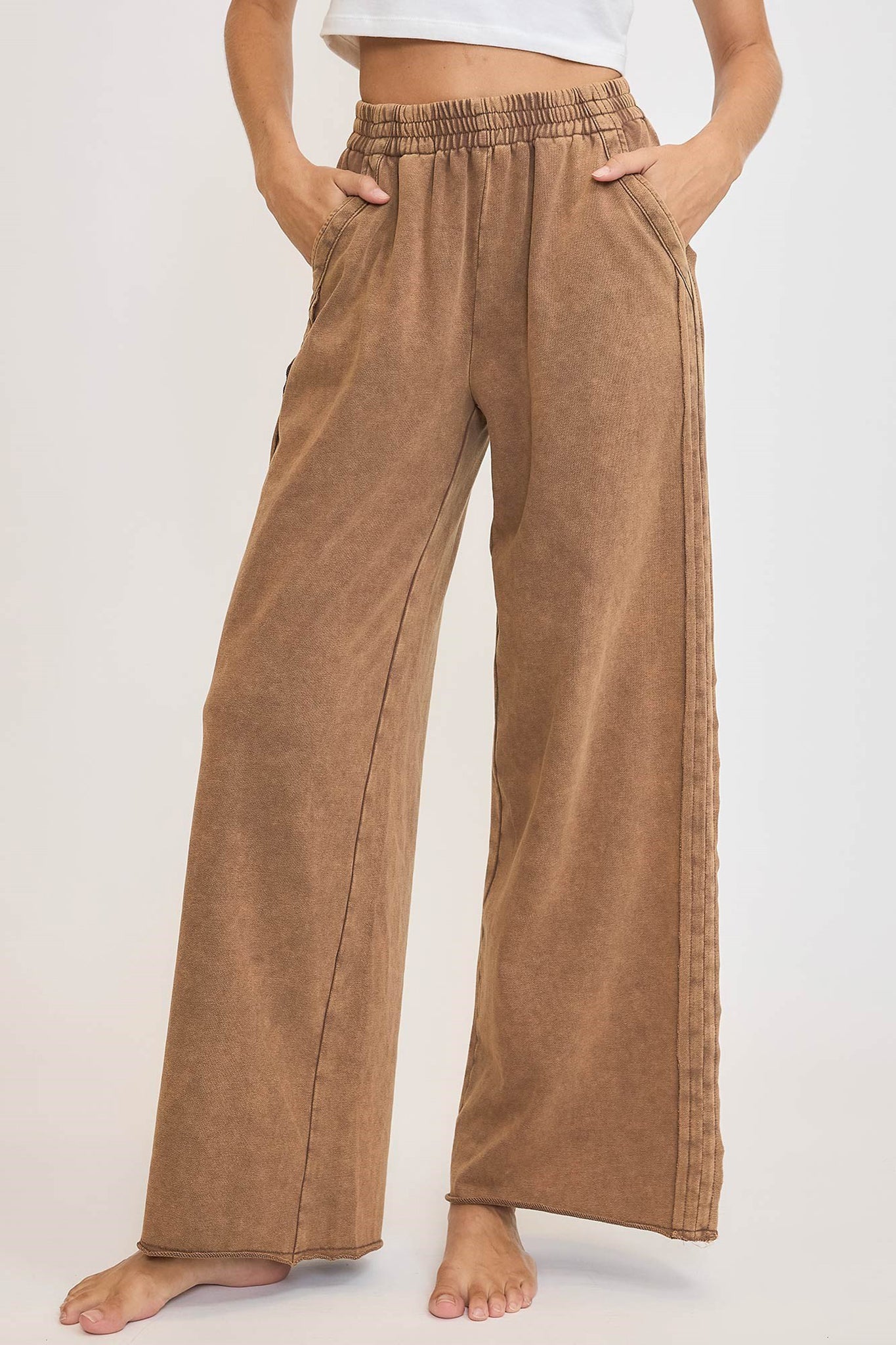 Mineral Washed Wide Leg Pants