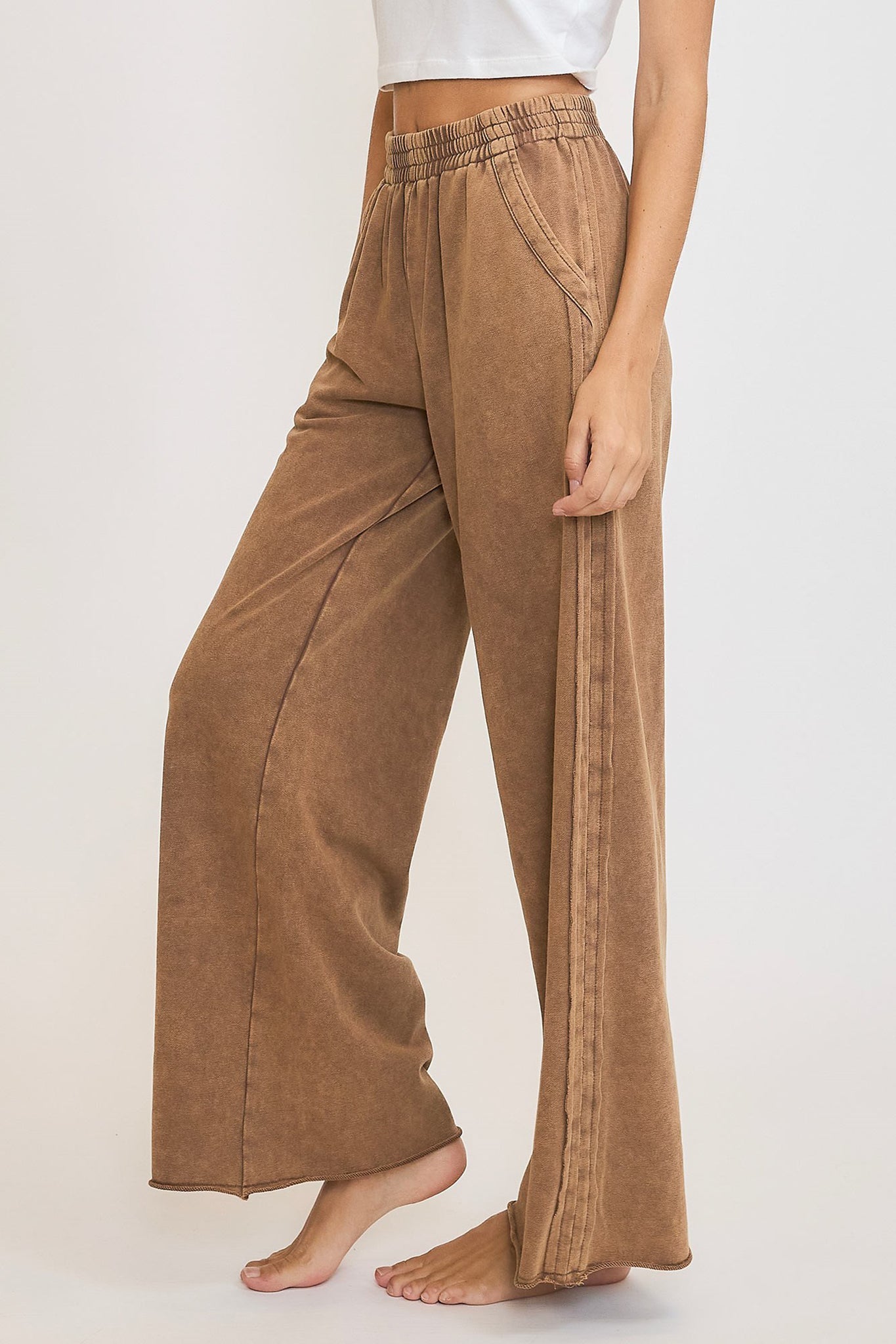 Mineral Washed Wide Leg Pants