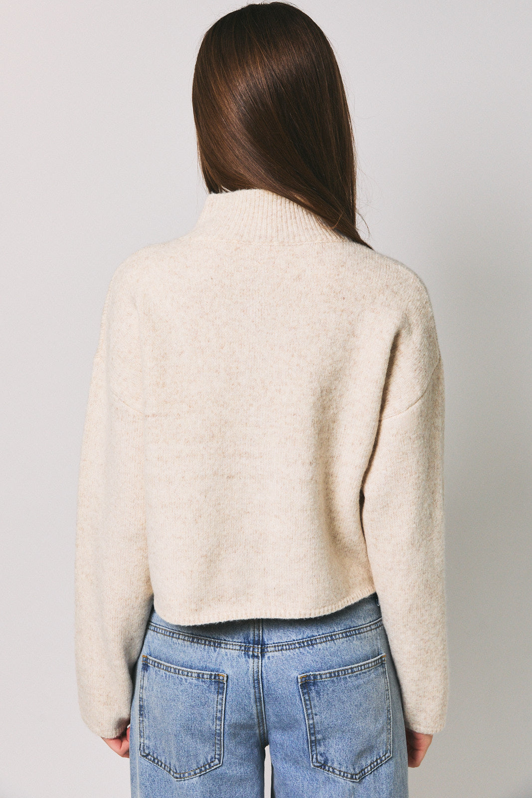 Mock Neck Front Pocket Button Down Cardigan