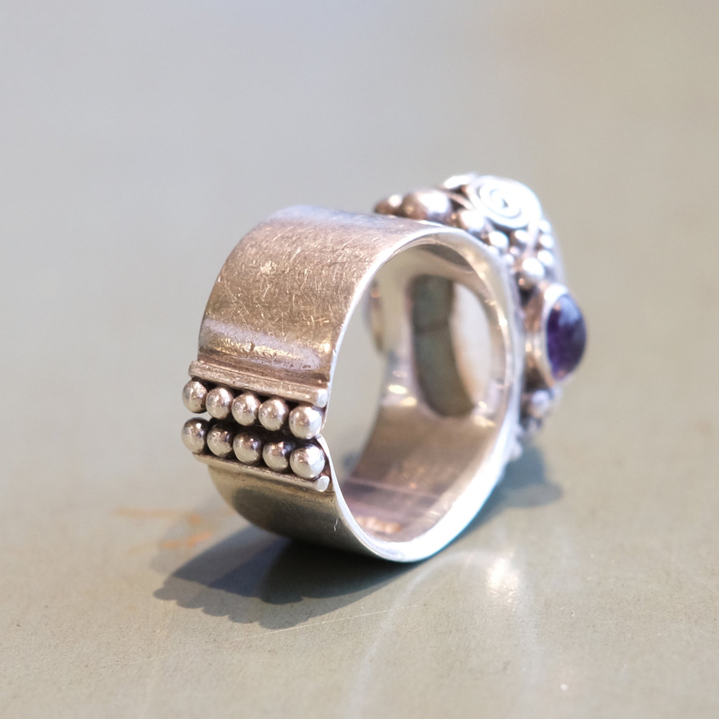 Moonstone + Amethyst Oval Sterling Silver Ring