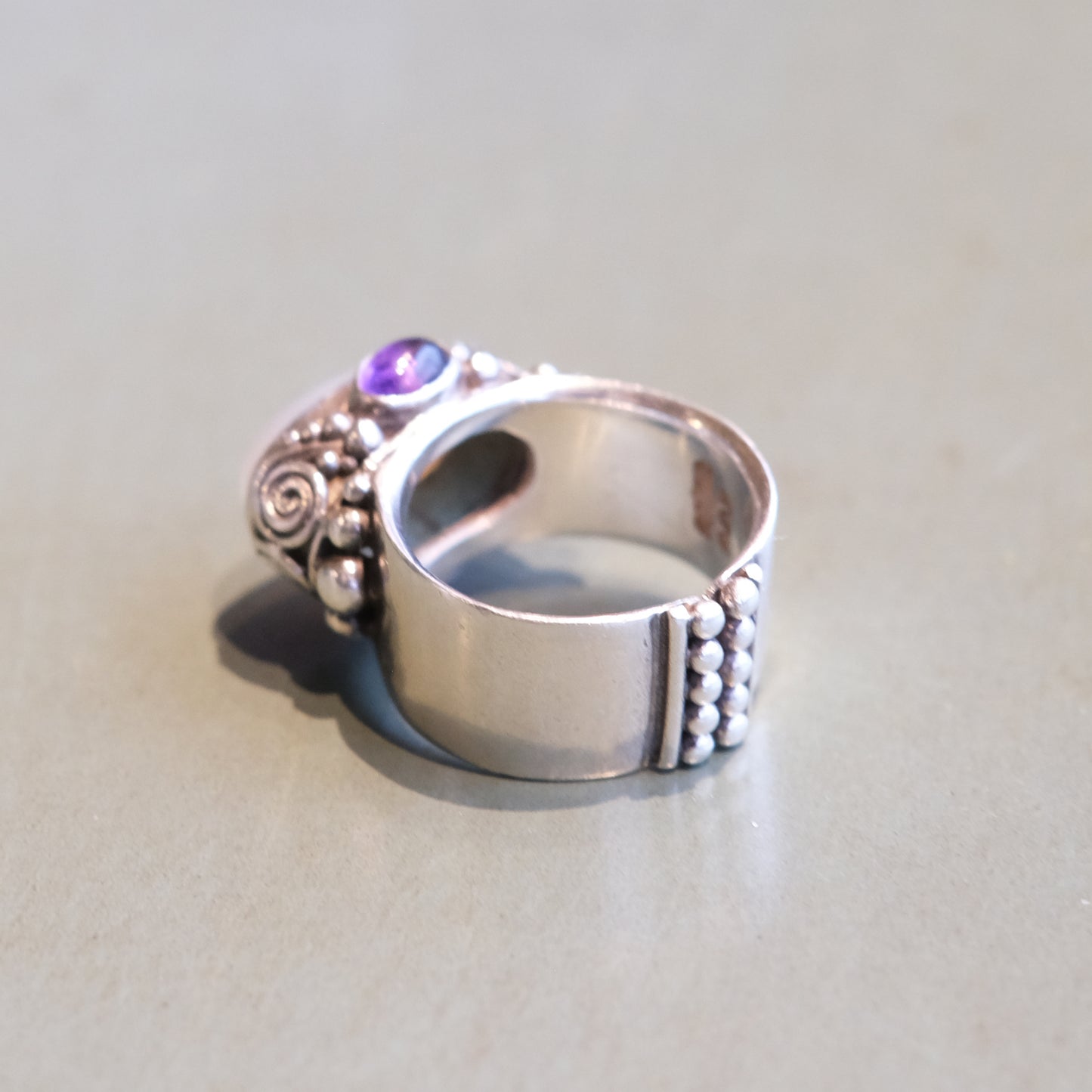 Moonstone + Amethyst Oval Sterling Silver Ring