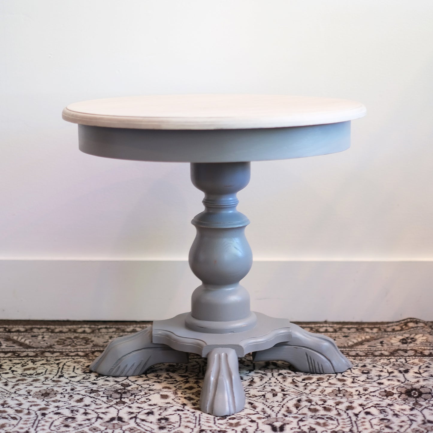 Oak Pedestal Accent Table