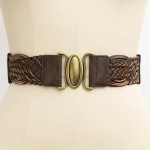Oval Buckle Braided Belt
