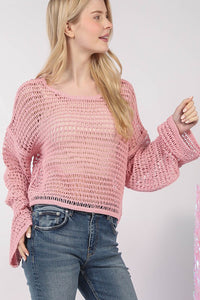 Oversized Crochet Knit Top
