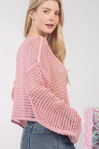 Oversized Crochet Knit Top