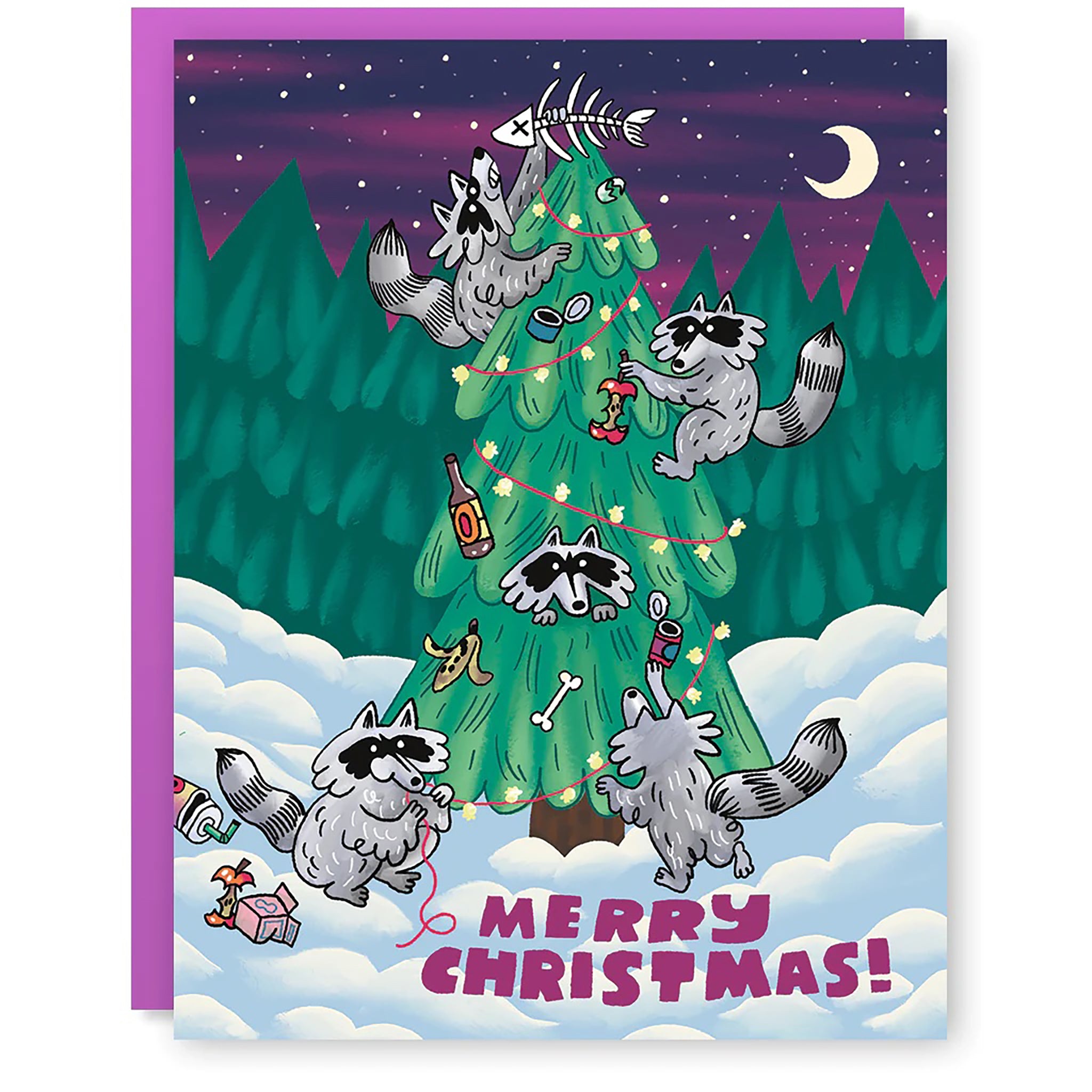 Raccoon Christmas Card