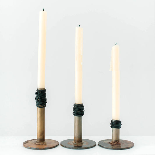 Repurposed Steel Taper Candle Holder