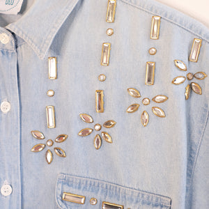 Rhinestone Embellished Denim Shirt