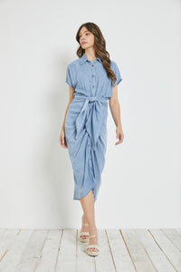 Ruched Waist Tied Dress